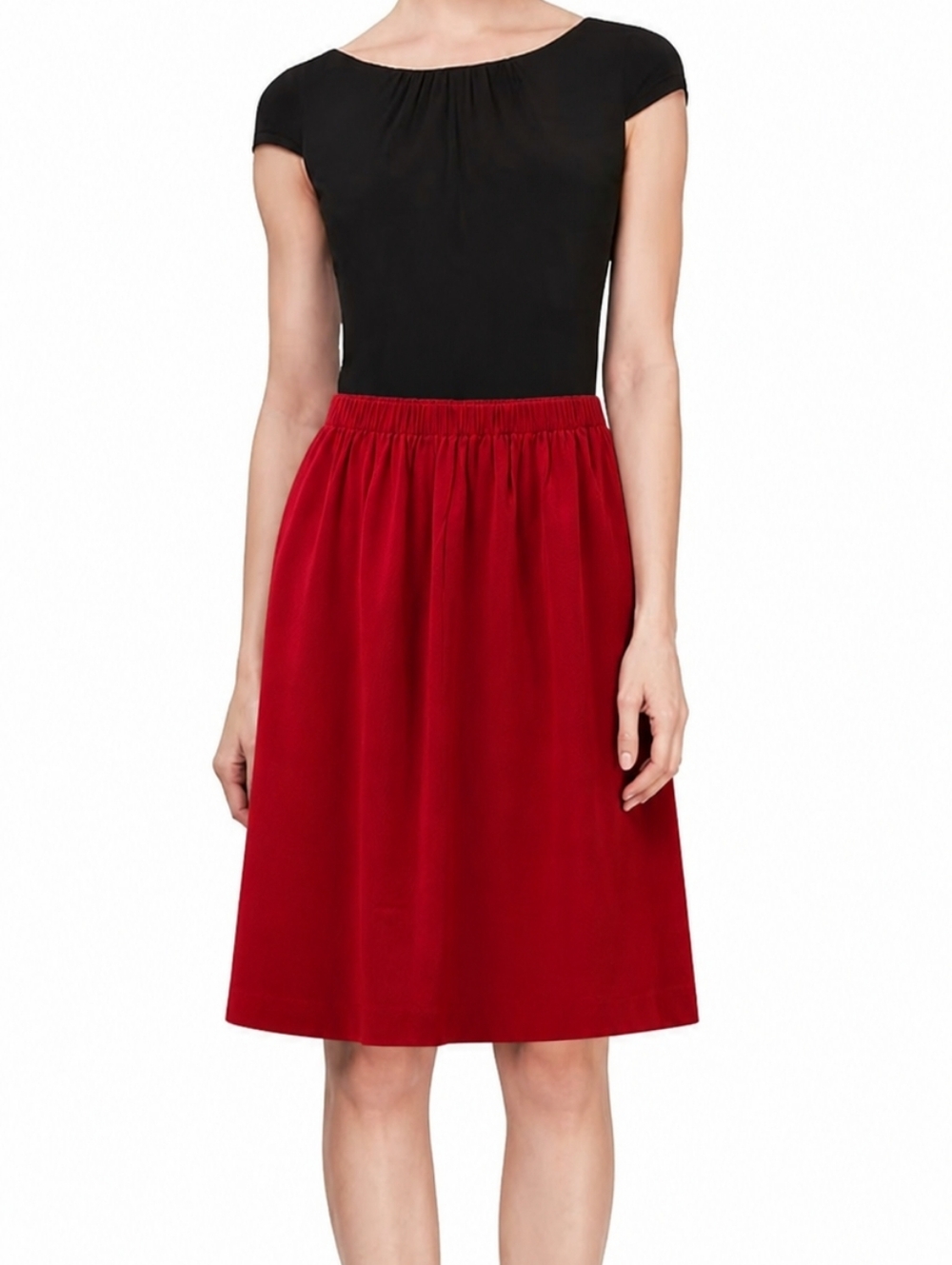 S.L. Fashions Women’s Size 16 Red Pull-On Midi Skirt Elastic Waist